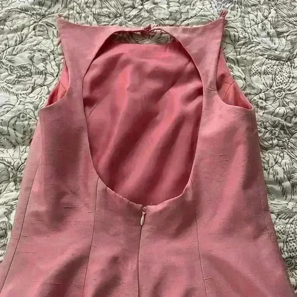 Laundry by Shelli Segal baby pink silk open back mini cocktail party dress - Picture 3 of 8